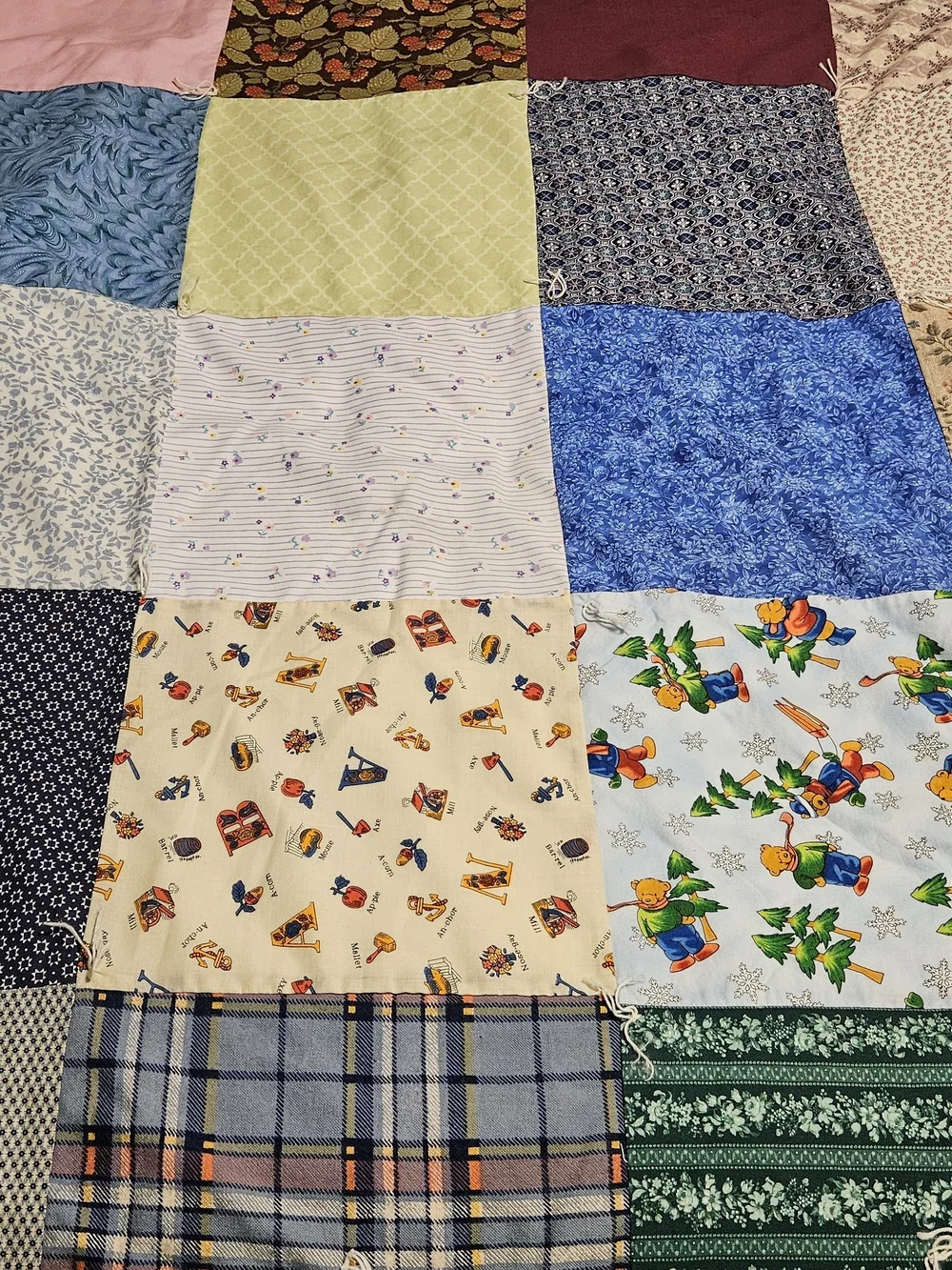 Homemade Patchwork Quilt Throw - Multicolor Squares